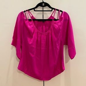 Jay Godfrey Hot Pink Exposed Shoulder Silk Top